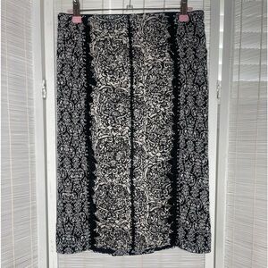 Byron Lars Beguile Black White Laser Cut Floral Skirt Smocked Panels Size 4